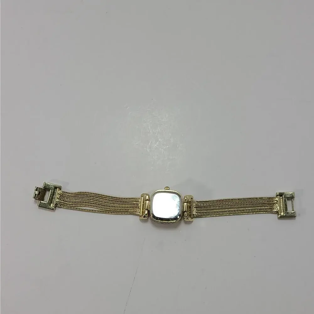 Charter Club Women's Gold Tone Blue Stone Closed Face Watch Tassel Link Works